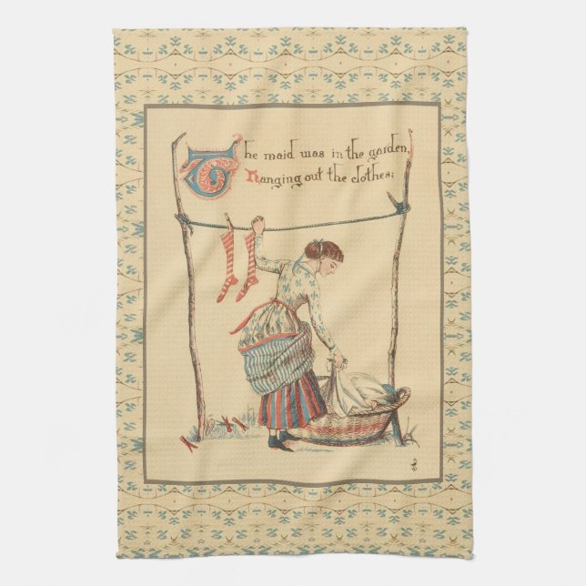 Hübsche Vintage Lady Geschirrtuch (Vertikal)