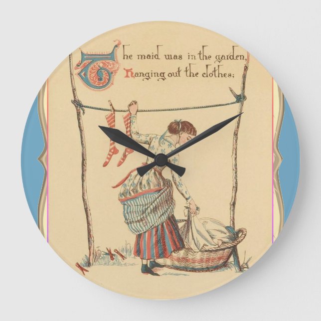 Hübsche Vintage Lady Große Wanduhr (Vorderseite)