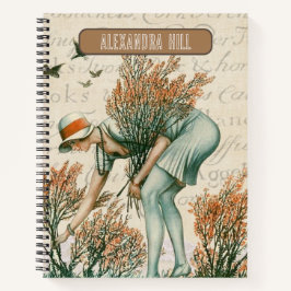 Hübsche Vintage mit Monogramm Natur rustikale brau Notizbuch