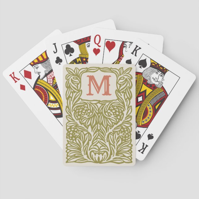Hübsche vintage-monogrammierte Ausführungen in jed Spielkarten (Rückseite)