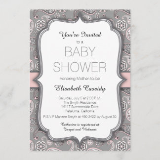 Hübsche Vintage-Paisley-Rosa-Baby-Shower-Einladung Einladung