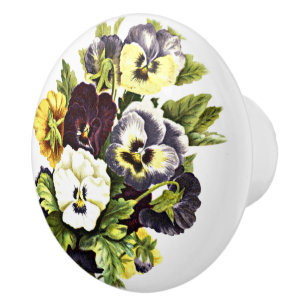 Hübsche Vintage Pansy Garden Blume Muster Keramikknauf