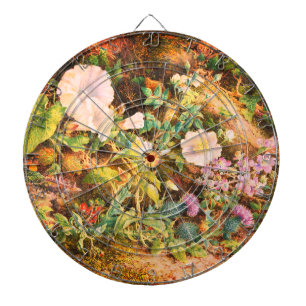 Hübsche Vintage-Petunien-Blumen-Blumenmalerei Dartscheibe