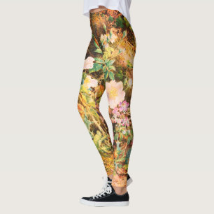 Hübsche Vintage-Petunien-Blumen-Blumenmalerei Leggings