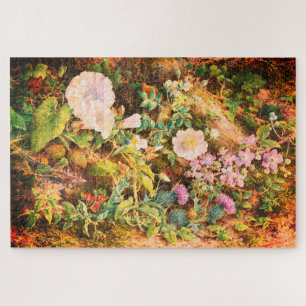 Hübsche Vintage-Petunien-Blumen-Blumenmalerei Puzzle