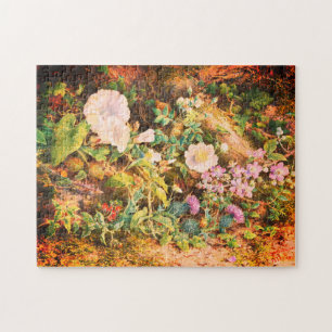 Hübsche Vintage-Petunien-Blumen-Blumenmalerei Puzzle