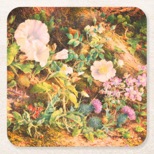 Hübsche Vintage-Petunien-Blumen-Blumenmalerei Rechteckiger Pappuntersetzer