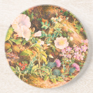 Hübsche Vintage Petunien Blumen florale Malerei Getränkeuntersetzer