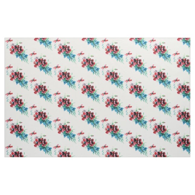 Hübsche Vintage Poppies Stoff (Fat Quarter (45,7 x 55,9 cm))