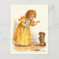 Hübsche Vintage Postkarte Kleines Mädchen und Haus