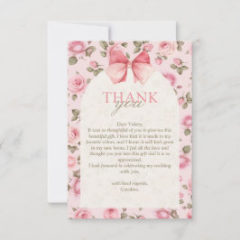 Hübsche Vintage rosa Blume Brautparty Dankeskarte