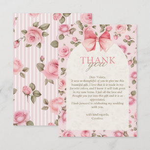 Hübsche Vintage-Rosa-Blumen-Braut-Party Dankeskarte