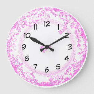 hübsche Vintage-Rosa-Delfter-Telleruhr Große Wanduhr