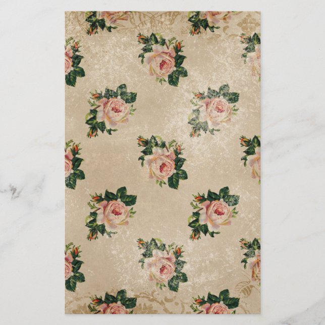 Hübsche Vintage Rose Blumenmuster Zubehör Briefpapier (Vorderseite)