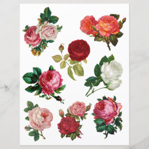 Hübsche Vintage Rose Fussy Cut Scrapbook Paper