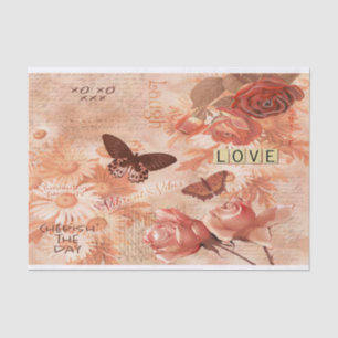 Hübsche Vintage Rose Rosa Schmetterling Dekoupage Seidenpapier