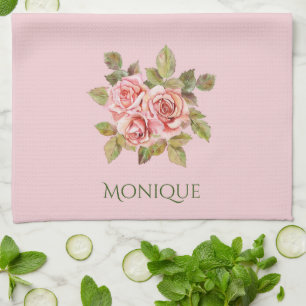 Hübsche Vintage Rosensteine Personalisiert Geschirrtuch