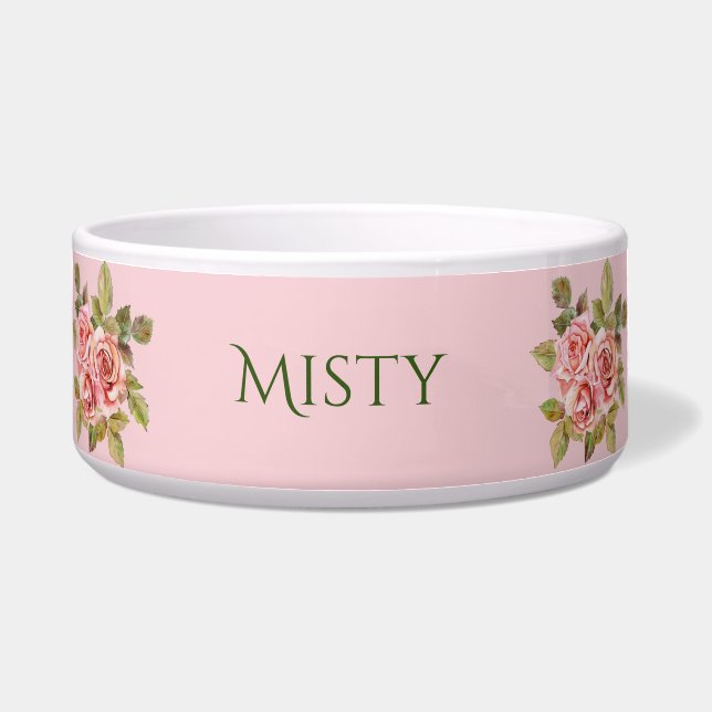 Hübsche Vintage Rosensteine Personalisiert Napf (Vorderseite)