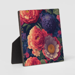 Hübsche vintage rote orange lila Chrysantheme Pfin Fotoplatte