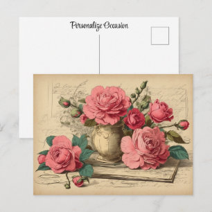 Hübsche Vintage Rote Rose Bläschen Geschenke bei j Postkarte