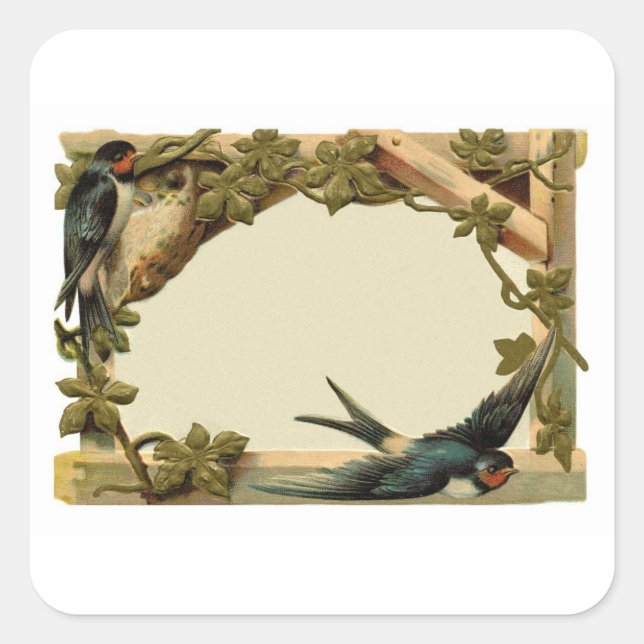 Hübsche Vintage Rustikale Blankeninsel und Schluck Quadratischer Aufkleber (Vorderseite)