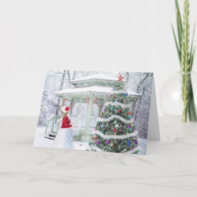 Hübsche Vintage Rustikale Weihnachtskarte Feiertagskarte (Vorderseite)