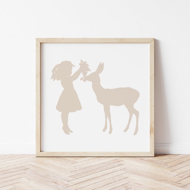 Hübsche Vintage Silhouette Girl and Deer Poster (Von Creator hochgeladen)