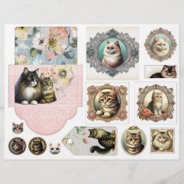 Hübsche Vintage-Style-Katzen-Fussy-Cuts mit Umschl