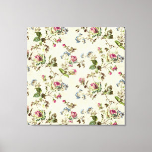 Hübsche Vintage Tapete Rose Knospen Leinwanddruck