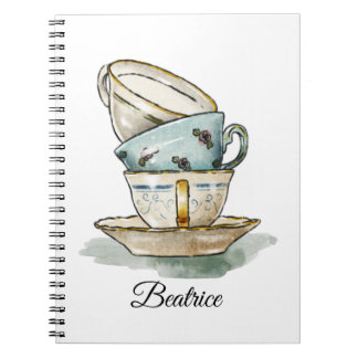 Hübsche Vintage-Teetasse Aquarell Notizblock