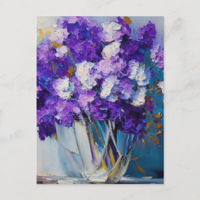 Hübsche Vintage violette Blumen Postkarte (Vorderseite)