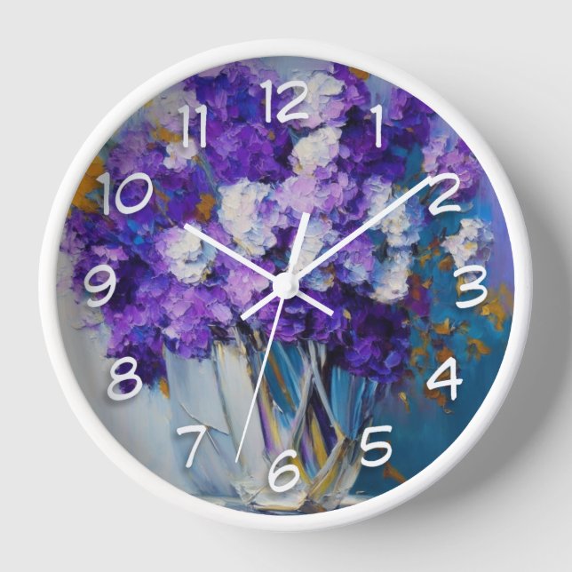 Hübsche Vintage violette Blumen Uhr (Vorderseite)