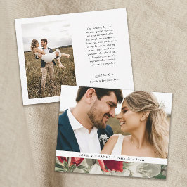 Hübsche Vintage Winter Florals 2 Foto Hochzeit Dankeskarte