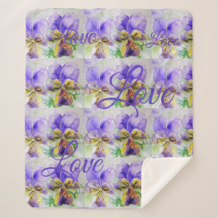 Hübsche Viola Blume Lila Muster Liebe Sherpadecke