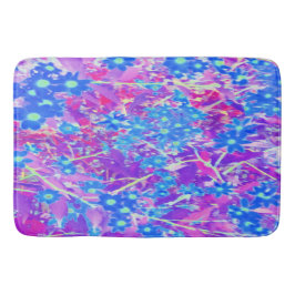 Hübsche Violett-Blau- und Limettengrüne Blume Badematte