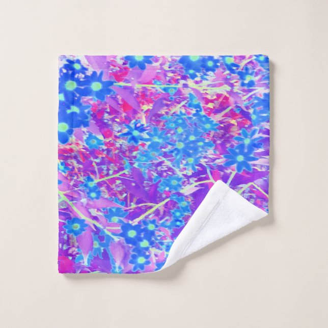 Hübsche Violett-Blau- und Limettengrüne Blume Waschlappen (Waschlappen)