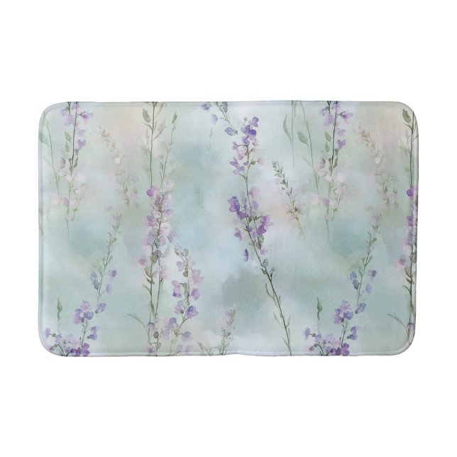 Hübsche violette Blumen Badematte (Vorderseite)