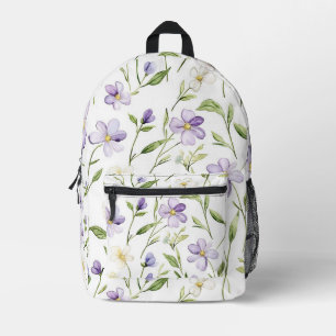 Hübsche violette Blumen Bedruckter Rucksack