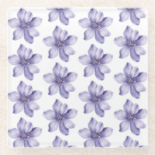 Hübsche violette Blumen Glasuntersetzer