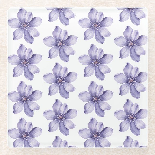 Hübsche violette Blumen Glasuntersetzer (Vorderseite)
