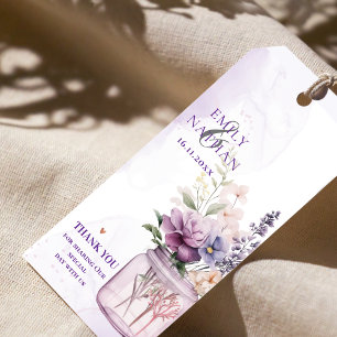 Hübsche violette Blumen in Mason Jar Blumenzehen Geschenkanhänger