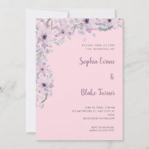 Hübsche violette Blumen Romantische, weich rosa Ho Einladung