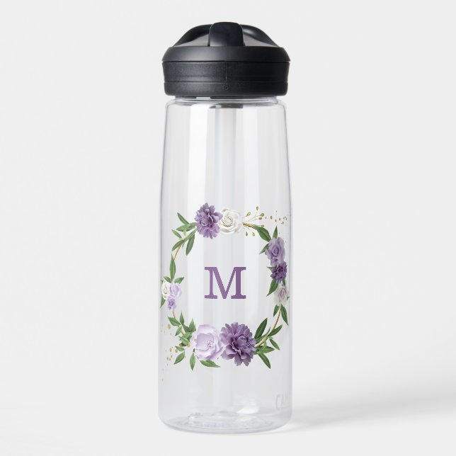 Hübsche violette Blumen Trinkflasche (Vorne)