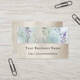 Hübsche violette Blumen und cremefarbene Imitate L Visitenkarte