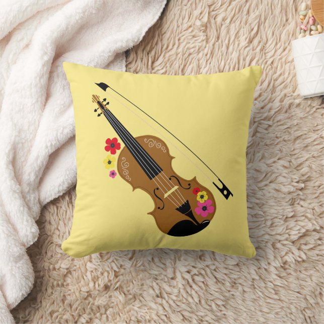 Hübsche Violine mit Blume Kissen (Decke)