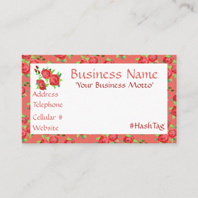 Hübsche Visitenkarte mit wenig Rot und Korallen Rabattkarte (Vorderseite)