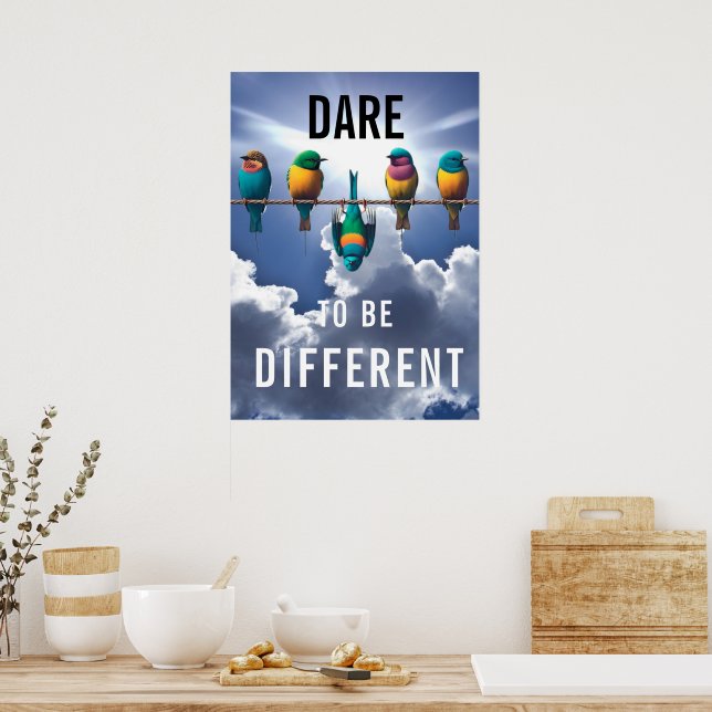 Hübsche Vögel auf einem Wire Dare Poster (Küche)