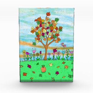 Hübsche Volkskunst Whimsikaler Herbst Herbstlaube Fotoblock