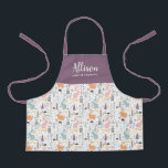 Hübsche Waldpattern Girls Koch Training Schürze<br><div class="desc">Diese hübsche personalisierte Schürze zeigt ein Muster von Waldhasen und Bäumen, wobei die Spitze ein massives grau lila ist. Einfach zu gestalten für ein einzigartiges Geschenk, perfekt für junge Koch oder Bäcker! Für Produkt- oder Designanfragen kontaktieren Sie mich (Tracey) unter orabellaprints@outlook.com. Schauen Sie sich ein passendes personalisiertes Rezept in unserem...</div>