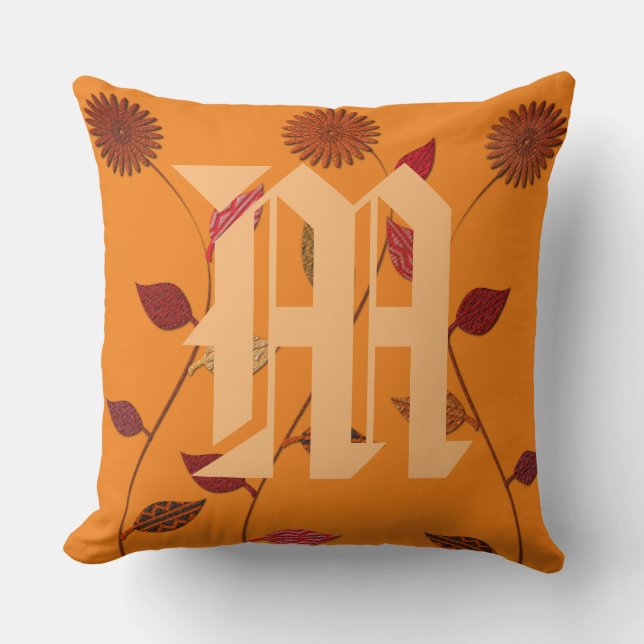 Hübsche warme Farben Hütte Blumenkissen Kissen (Vorderseite)